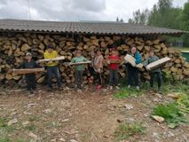 Трудовой десант по укладке дров